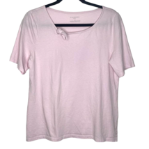 Talbots Tie Detail Tee Shirt Women Petite Lp Pink Short Sleeve 100% Pima Cotton - £8.60 GBP