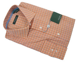 NEW Bobby Jones Collection Fine Cotton Shirt!  Large   Coral Orange Plaid - $69.99
