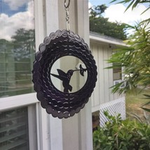 Hummingbird Wind Spinner 6.5&quot; Metal NEW Hanging Purple Enamel 3D Kinetic Art - £8.04 GBP