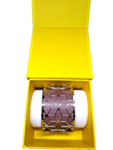 Les Georgettes by Altesse Brass Silver Finish Cuff Bracelet &amp; 3 Leather Inserts - £114.90 GBP