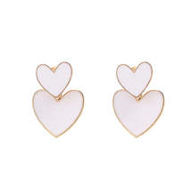 White Enamel &amp; 18K Gold-Plated Double Heart Ear Jackets - $12.99