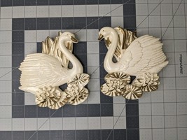 Chalkware Wall Hanging White Swan on Lily Pads 6 Inch Lot of 2 1987 Miller - £19.25 GBP