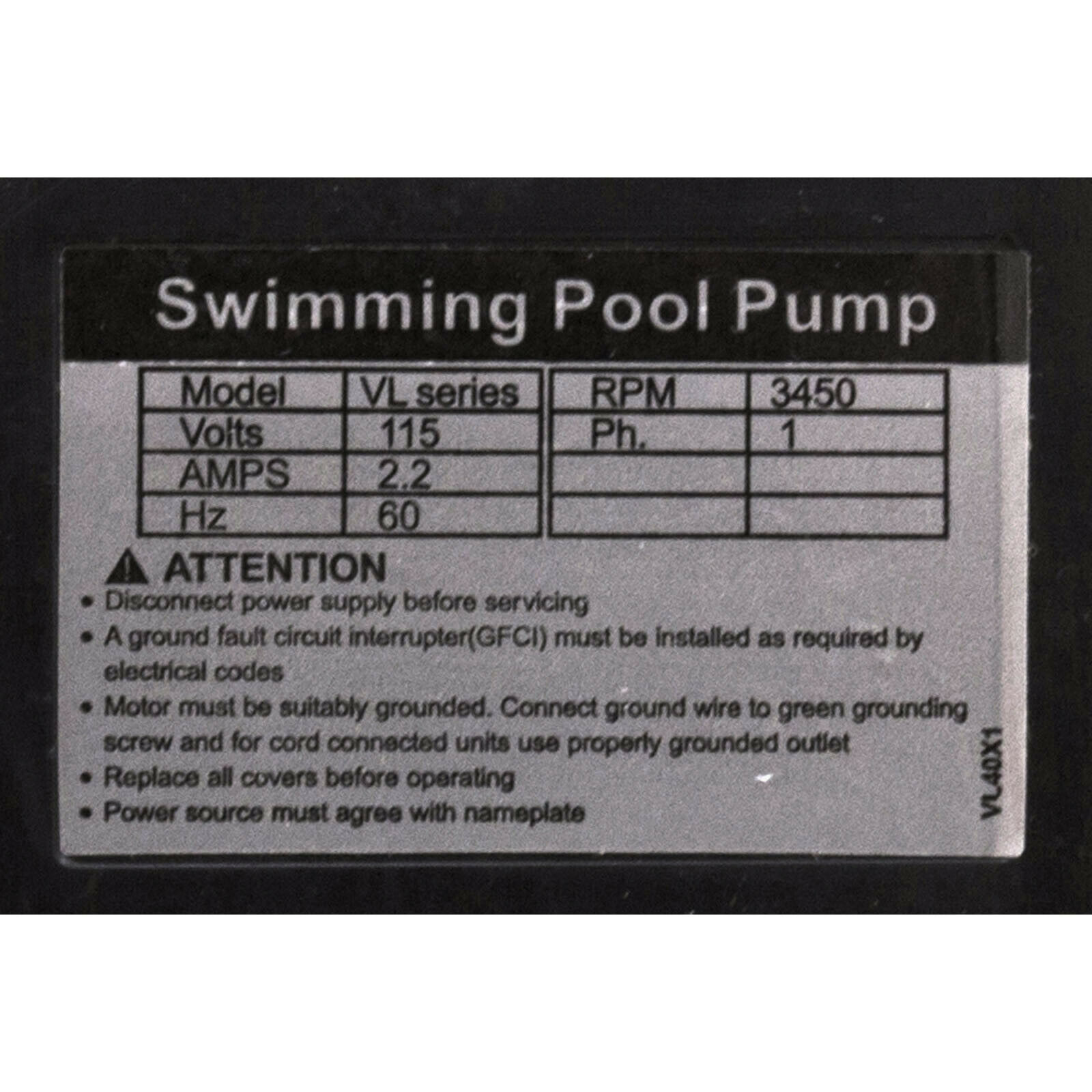 Hayward VLX4009 Pump Without Strainer for Hayward VL40T32 Sand Filter