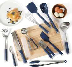 Calphalon Edge 11 PC Stainless Steel Kitchen Tools Set Navy New - $59.95