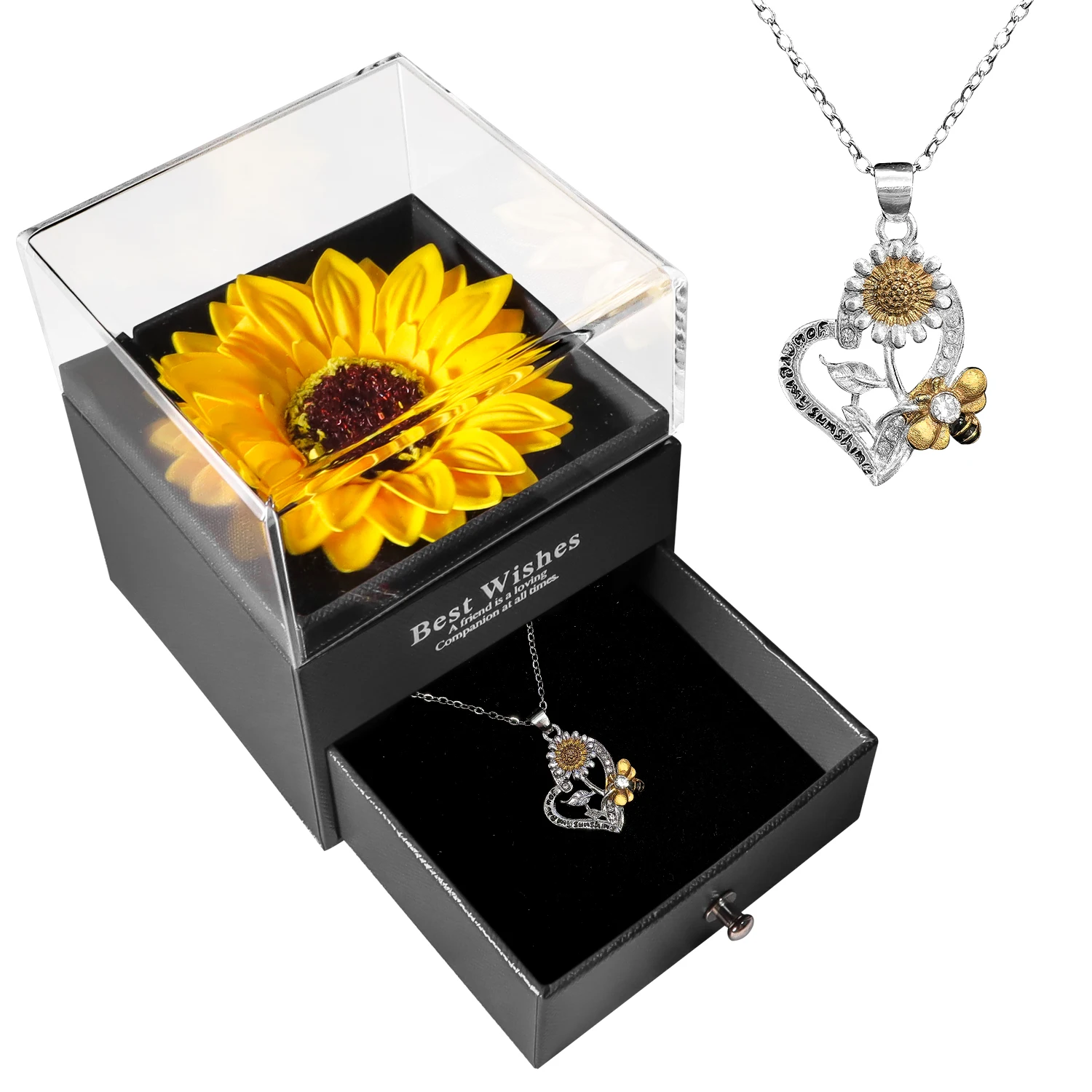 Artificial Sunflower Gift Box Necklace Set Flower Jewelry Box Valentine&#39;... - $571.50 MXN