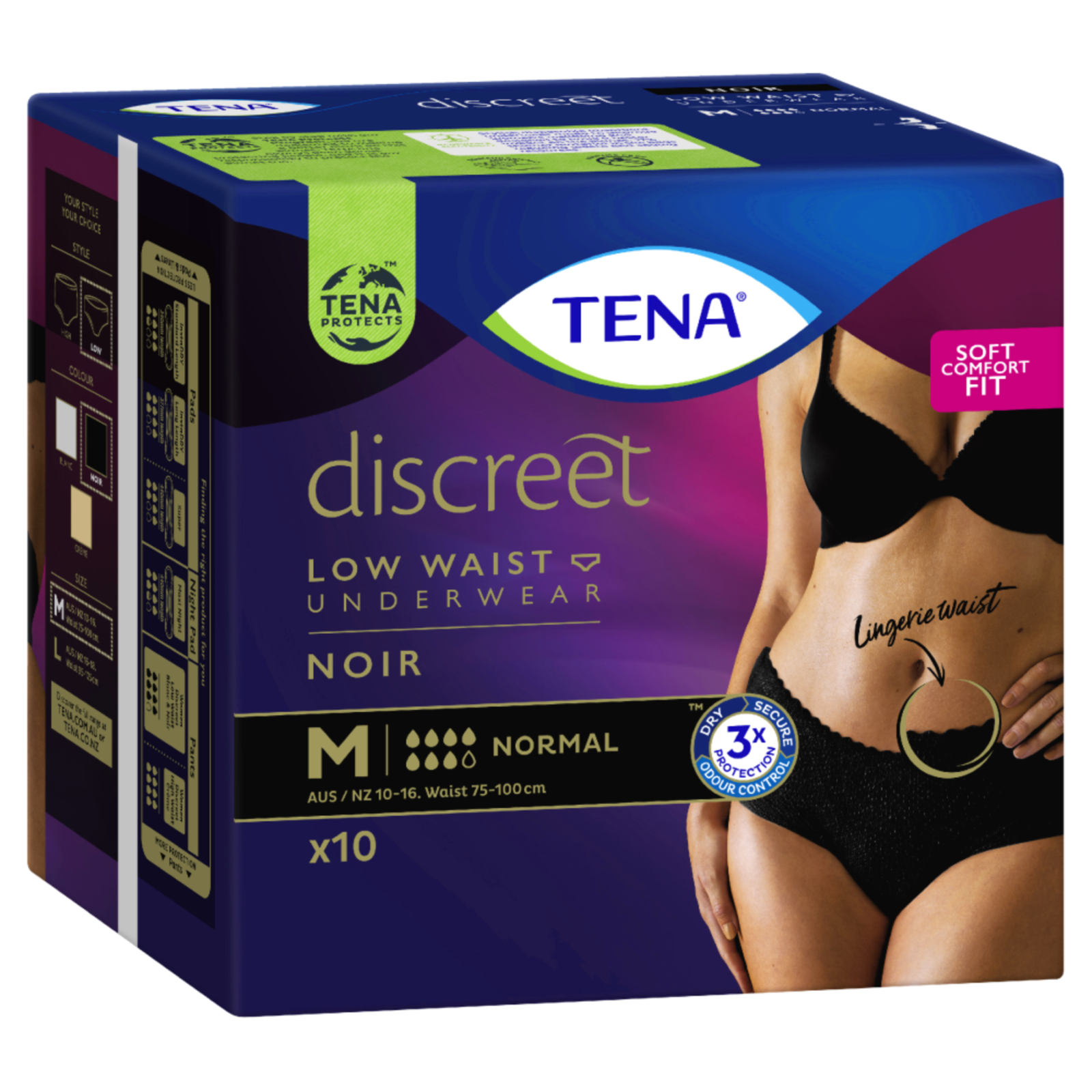 TENA Discreet Noir Low Waist Underwear 10 Pants – Medium - $87.72