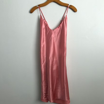 Victorias Secret Night Gown L Pink Satin Chemise Front Mini Nightie Pull... - $20.19