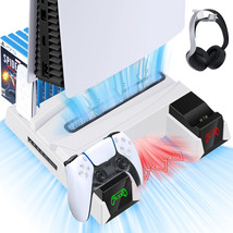 Charger Station Vertical Fan Cooling Stand For Sony Playstation 5 Ps5 Controller - $47.99
