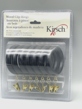 Kirsch Set 7 Black Wood Drapery Rings w/ Clips 1 3/8&quot; Diameter Curtain H... - $14.37