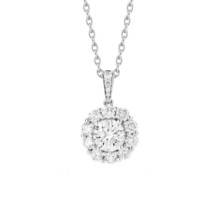 1.6 Ctw Brillante Redondo Imitación Diamante 14K Oro Blanco Chapado Halo Collar - £110.65 GBP