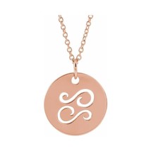 Authenticity Guarantee 
14k Rose Gold Cancer Zodiac Sign Disc Necklace with A... - £408.13 GBP
