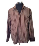 Ben Sherman Shirt Men&#39;s Size Large Brown Stripes Velvet Cotton Blend Lon... - £11.62 GBP