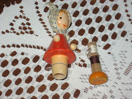 Sewing Needle/Thread Holder-Little Girl-Painted Wood - $10.00