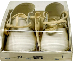 Vtg Mrs. Day&#39;s Ideal Baby Crib Saddle Shoes Size 1 Style 31 White Leathe... - $9.99