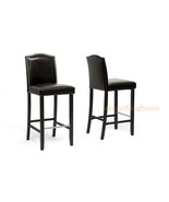 2 Black Brown Or White Modern Bar Stools Faux Leather Nail Head Solid Wo... - $268.95