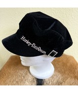 Harley Davidson Womens Black Velvet Hat Cap Newsboy Embroidered Bling Bi... - $26.56