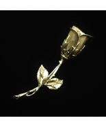 Vintage Rochelle Rose Brooch Gold Tone Rose Bud Flower Pin in Original Box - $19.99