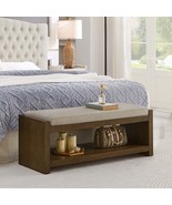 47&quot; Accent Bench w/ Shoe Rack, Padded Seating, Storage - Granite Linen - $246.99