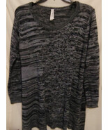 B&amp;B Boutique Sweater Dress Womens 3X Space Dyed Gray Black Knit Long Sleeve - $282.69 MXN