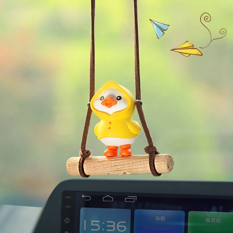 Cartoon Cute Animated Car Accessories Swinging Duck Pendant Car Rearview Mirror - £7.09 GBP+