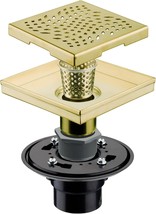 Brass Brushed Sq.Are Shower Drain With Flange, Hidrop 6 Inch Sus 304 Stainless - £48.73 GBP