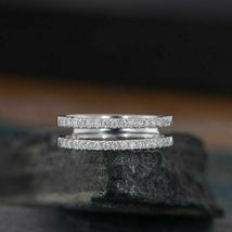 1.20Ct Round Cut Diamond Half Eternity Stacking Wrap Ring in 14k White Gold Over - £74.96 GBP