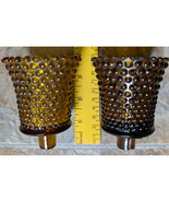 Vintage Home Interiors Amber &amp; Brown Hobnail Peg Votive Cup Sconces 2 Mi... - €10,45 EUR