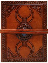 HG-LTHR 18 cm Blank Book Triple Moon 3D leather journal leather diary jo... - £25.86 GBP