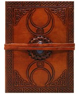 HG-LTHR 18 cm Blank Book Triple Moon 3D leather journal leather diary jo... - $45.51 CAD