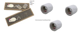 2 Cat Kitten Scratch Pads 2 Catnip 3 Piece Fuzzy Tunnel Chase The Mouse ... - £14.06 GBP