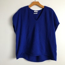 Vince Cashmere Sweater Vest Womens M Blue V Neck Pullover Knit Boxy Over... - $36.07