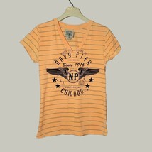 Navy Pier Shirt Womens Medium Chicago V Neck Short Sleeve Peach - £11.73 GBP