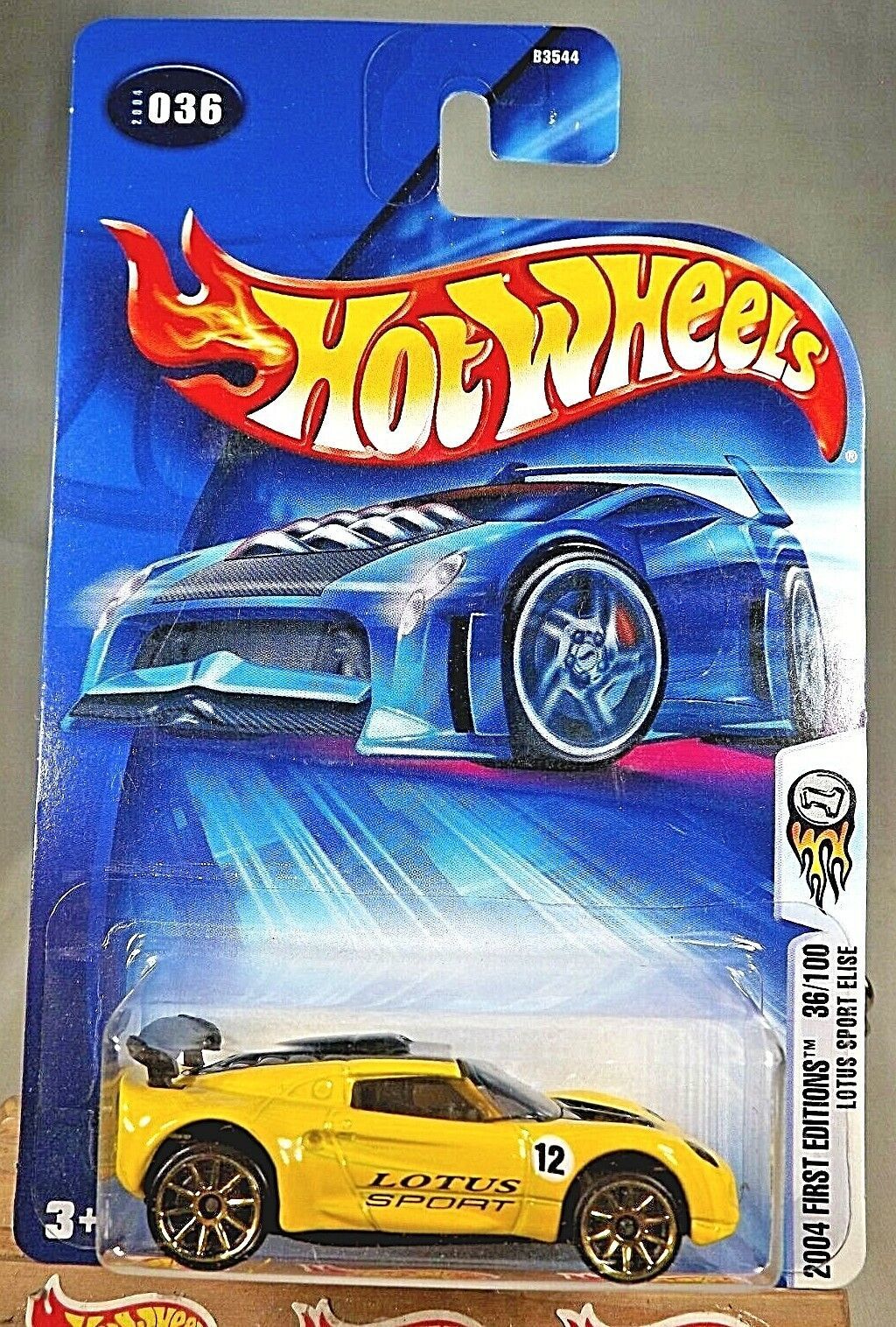 2004 Hot Wheels #36 First Editions 36/100 LOTUS SPORT ELISE Yellow w/Gold 10 Sp