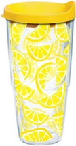 Tervis Tumbler 24oz Lemon Trend w/ Yellow Travel Lid, Insulated Double Wall, EUC - £21.41 GBP