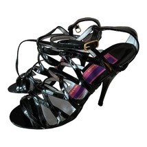 Vintage Susan Bennis Warren Edwards Black Heel Strap Sandals Size 6.5 - £154.31 GBP