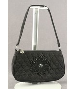 VERA BRADLEY Black Quilted Small Purse Embellished Flower Silver Accent ... - £14.01 GBP