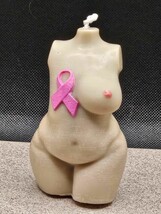 Pink Ribbon Single Breast Nude Woman Candle Size 3.661 in X 2.244 in - $15.00