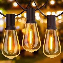60Ft Led Outdoor Patio Lights Waterproof With 30+2 Vintage Bulbs Shatter... - £44.02 GBP