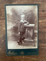 Vintage Cabinet Card. Boy leaning. Gorham in Council Bluffs, Iowa. - $17.77