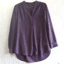 Tribal Blouse Womens Purple Size 6 Long Sleeve Button to 3/4 Sleeve Long Back - £11.05 GBP