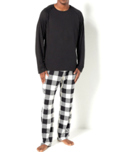 AnyBody Men&#39;s Family Pajama Set- BLACK / GINGHAM, MEDIUM - £21.77 GBP