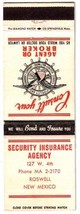 Matchbook Cover Security Insurance Agency Roswell NM - $0.67