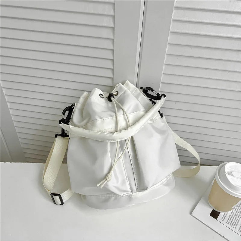 New Nylon String Bucket Bags Korean Style Drawstring Soft Crossbody Bag ... - £17.20 GBP