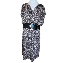 American Rag Brown Leopard Print Dress Black Belt Sleeveless Layered V Neck 1X - £19.08 GBP