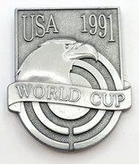 USA 1991 World Cup  Silver-tone Pot Metal Jewelry Belt Buckle Soccer Design - £17.62 GBP