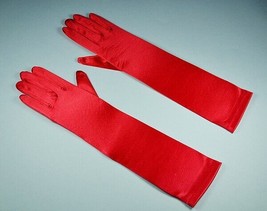 Bridal Prom Costume Adult Satin Gloves Red Solid Elbow Length New Party - $11.64