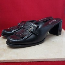 Franco Sarto Black Leather Upper Slip On Heels - Size 8 - £18.07 GBP
