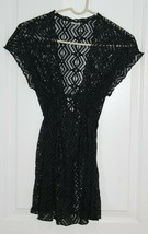 Becca Black Crochet Open Pattern Tie front Cover Up Top Size Women's XS - £27.08 GBP