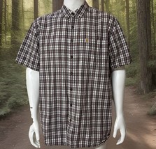 Carhartt Short Sleeve Shirt Mens XL Tall Brown Red Plaid Essential Workwear - $16.32