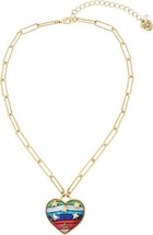 Betsey Johnson Striped Star Print Heart Necklace - £93.01 GBP
